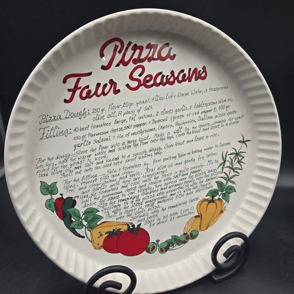 Fapor Portugal Pizza Dish + Four Seasons‎ Recipe Oven Microwave Dishwasher VTG